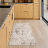 Neutral Living Room Rug - 10x14 Farmhouse Beige Brown Large Area Rug for Dining Room, Bedroom, Low Pile Lightweight Washable