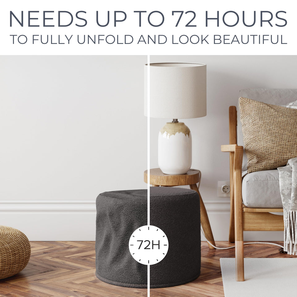 ZICOTO Beautiful Boucle Pouf Ottoman and Foot Rest - Elevate Your Living Room Decor with Lightweight Comfort and Charm - A Round Modern Foam Filled Foot Stool Perfect to Rest Your Feet