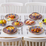 vancasso 24 Pieces Dinnerware Sets, Plates and Bowls Set, Porcelain Dishes Set for 6, Microwave and Dishwasher Safe, Scratch Resistant, Bohemian Style Dining Ware Service for 6, Series SIMI