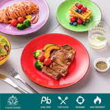 vancasso Bonita Dinnerware Set 24 Pieces Blue Stoneware Service for 6, Handpainted Spirals Pattern Stoneware Combination Set