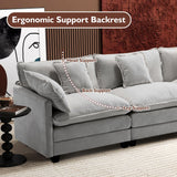 Ihanherry 146" U-Shaped Modern Sofa Modular Sectional Cloud Couch with 2 Ottoman, 6-Seat Chenille Deep Seat Sofa with 6 Pillows for Living Room, Bedroom and Apartment, Grey