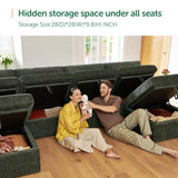 HONBAY Sectional Couch with Storage Seats, Modular Sectional Sofa with Storage Ottoman, U Shaped Sectional Couches for Living Room, Light Beige