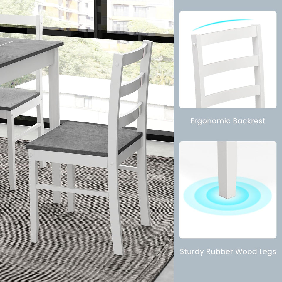 POWERSTONE Dining Table Set for 4, Kitchen Table Chairs Set of 4 with Rubber Wood Legs, Farmhouse 5 Piece Dining Table Set Solid Wood for Kitchen Dining Room Dinner (Brown)