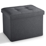 LINMAGCO Ottoman Storage Ottoman with Storage Small Foot Rest Stool Under Desk Stool Short Folding Footrest Linen Cloth Dark Gray 16X12X12IN