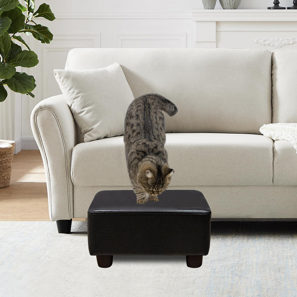 CAROLMADE Small Foot Stool Ottoman Footstool with Legs Under Desk Footrest for Living Room Bedroom and Office, Soft Ivory White