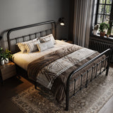 Allewie King Size Metal Platform Bed Frame with Victorian Style Wrought Iron-Art Headboard/Footboard, No Box Spring Required, Black