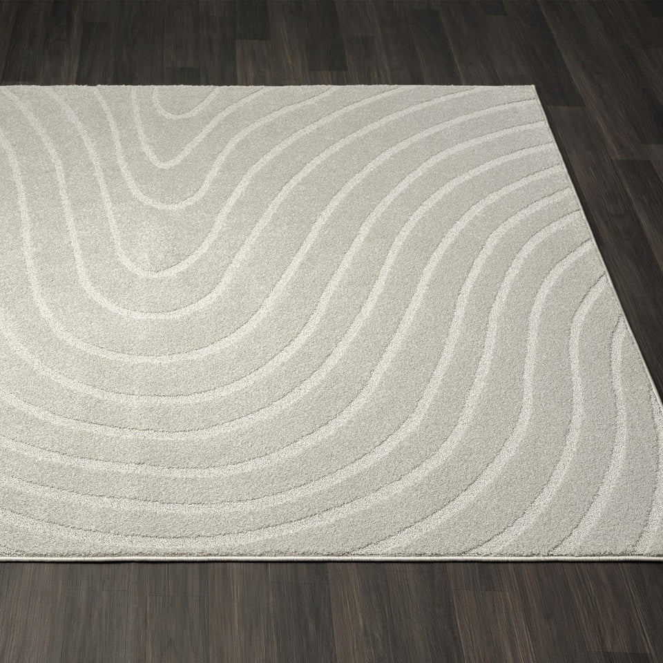 LUXE WEAVERS Modern Geometric Wave Cream 9x12 Area Rug