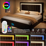YITAHOME King Size Bed Frame with Adjustable Headboard, 4 Storage Drawers and RGB LED Lights, Velvet Upholstered Platform Bed with USB Ports, No Box Spring Needed, Fast Assembly, Noise-Free, Black