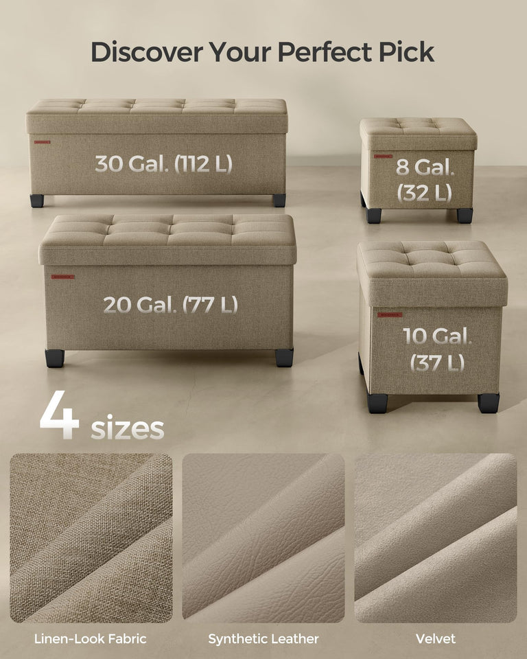 SONGMICS Storage Ottoman Bench, Foldable Foot Rest with Legs, 15 x 43 x 15.7 Inches, End of Bed Bench, Storage Chest, Load up to 660 lb, for Living Room, Bedroom, Entryway, Ink Black ULSF018B01