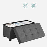 SONGMICS Storage Ottoman Bench, Foldable Foot Rest with Legs, 15 x 43 x 15.7 Inches, End of Bed Bench, Storage Chest, Load up to 660 lb, for Living Room, Bedroom, Entryway, Ink Black ULSF018B01