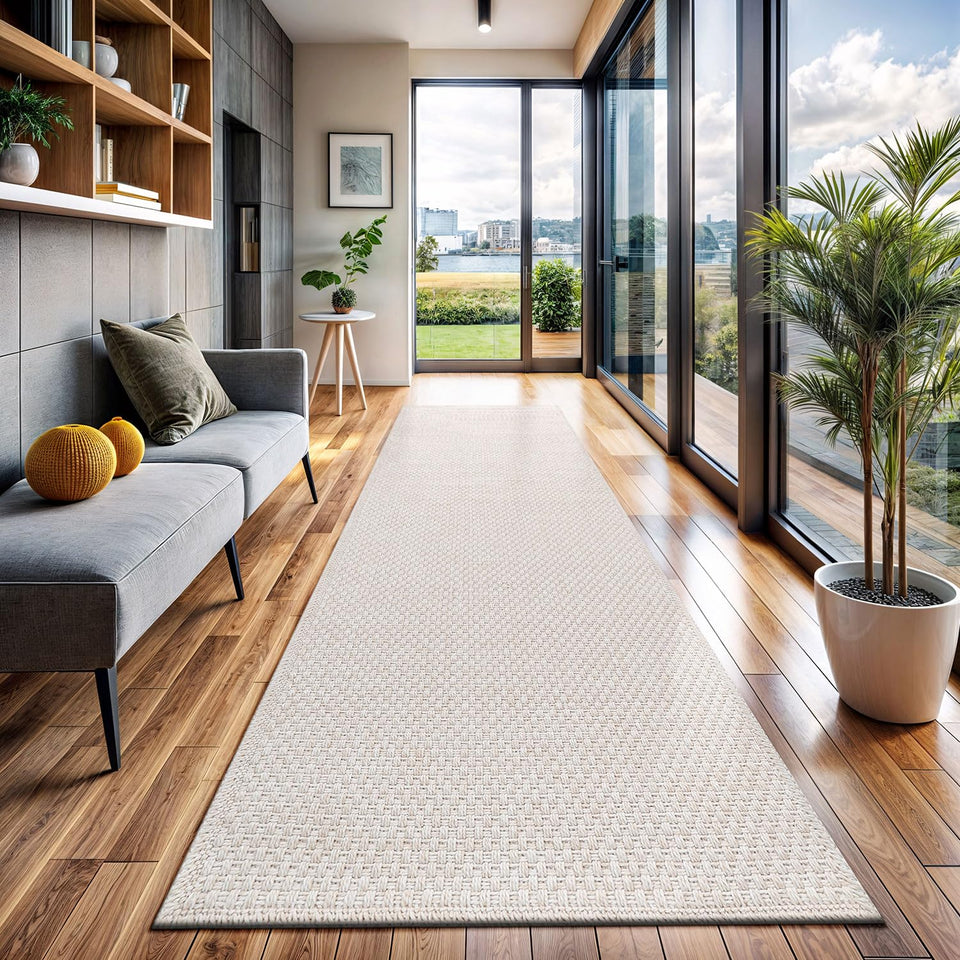 CAMILSON Easy Jute Rug 10x14, Indoor Outdoor Natural Color Fiber Area Rugs for Living Room Patio and Kitchen Rug Herringbone Woven Design Easy-Cleaning Washable Outside Carpet Alfombras 10 x 14