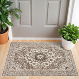 TOPRUUG Washable Oriental Area Rug - 12x15 Rugs for Living Room Soft Carpet for Bedroom Waterproof Floral Distressed Indoor Stain Resistant Non-Shedding Floor Carpets (Green, 12x15)