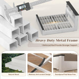 EnHomee King Size Bed Frame and Headboard & Storage, 4 Drawers and LED Built in Charging Station King Bed Frame with Storage Farmhouse,NO Noise,No Box Spring Needed,White