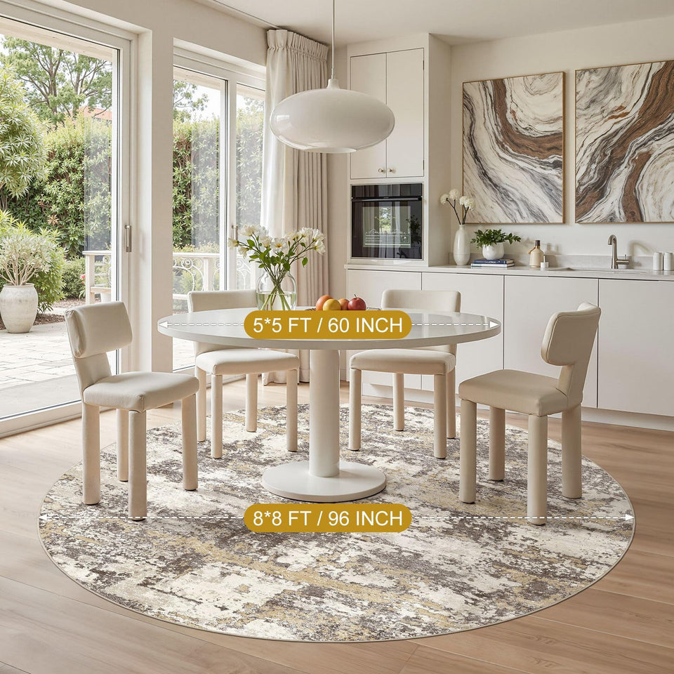 Area Rugs for Living Room: 12x15 Abstract Washable Rug Modern Neutral Large Soft Stain Resistant Non-Slip Backing Machine Table for Bedroom Dining Room Indoor Home Office Carpet - Gold Brown