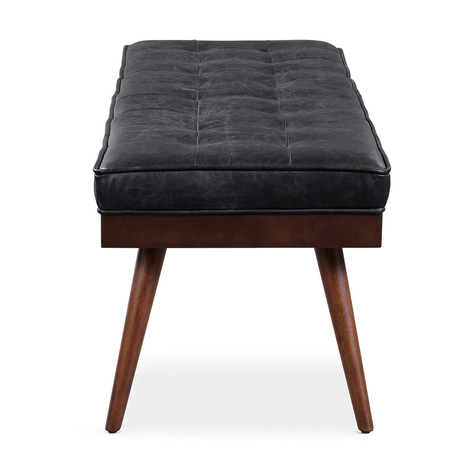 POLY & BARK Napa 72" Apartment Sofa – Italian-Tanned Full-Grain Pure-Aniline or Semi-Aniline Leather, Feather-Down Cushioning, Kiln-Dried Solid Wood Frame, Walnut Legs - Cognac Tan