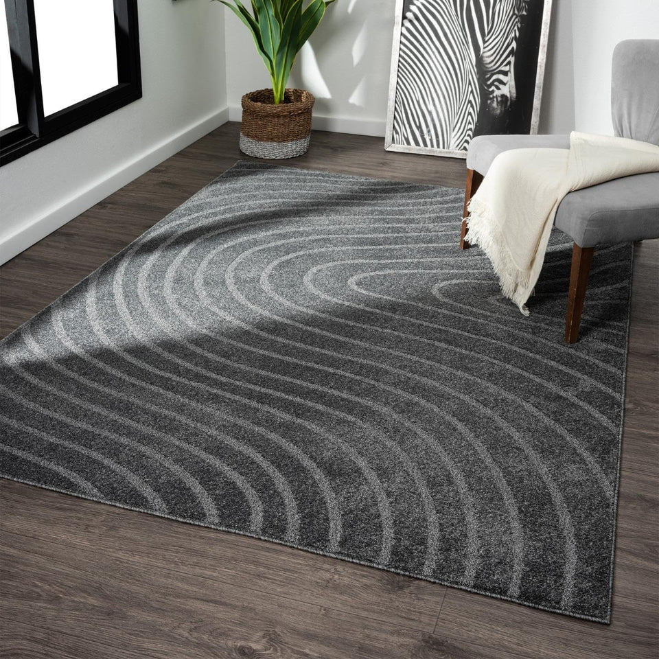 LUXE WEAVERS Modern Geometric Wave Cream 9x12 Area Rug