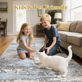 Area Rugs for Living Room: 12x15 Abstract Washable Rug Modern Neutral Large Soft Stain Resistant Non-Slip Backing Machine Table for Bedroom Dining Room Indoor Home Office Carpet - Gold Brown