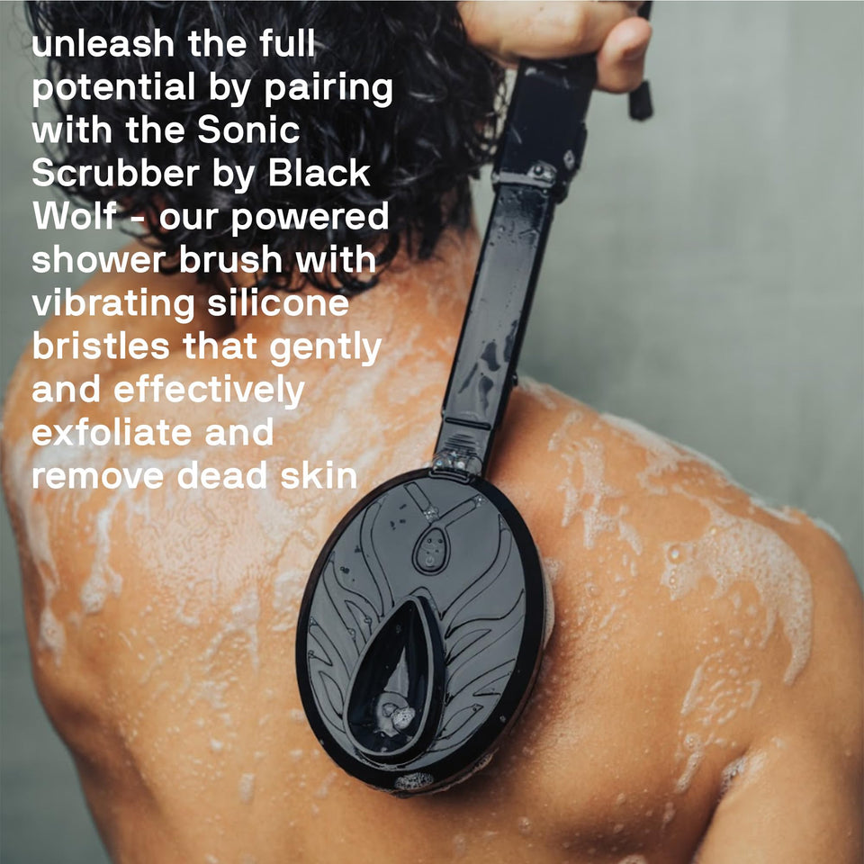 Black Wolf Salicylic Acid Body Wash for Men, 1 Liter - Men's Acne Body Wash - Charcoal Helps Reduce Acne Breakouts & Cleanse Your Skin - Full Coverage & Deep Clean Treatment - Men's Bodywash