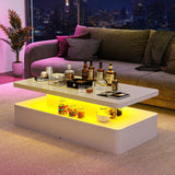 oneinmil Modern LED Coffee Table, 40" Living Room Tables with 16 Colors LED Lights, Double-Layer Design, Stylish Coffee Tables for Living Room, Black