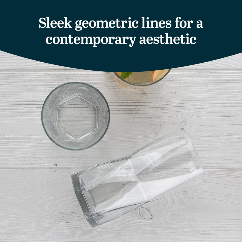 Libbey Ascent Tumbler and Rocks Drinking Glasses Set of 16, Glass Drinking Glasses with Curvature, Versatile Glassware Set for Parties and More