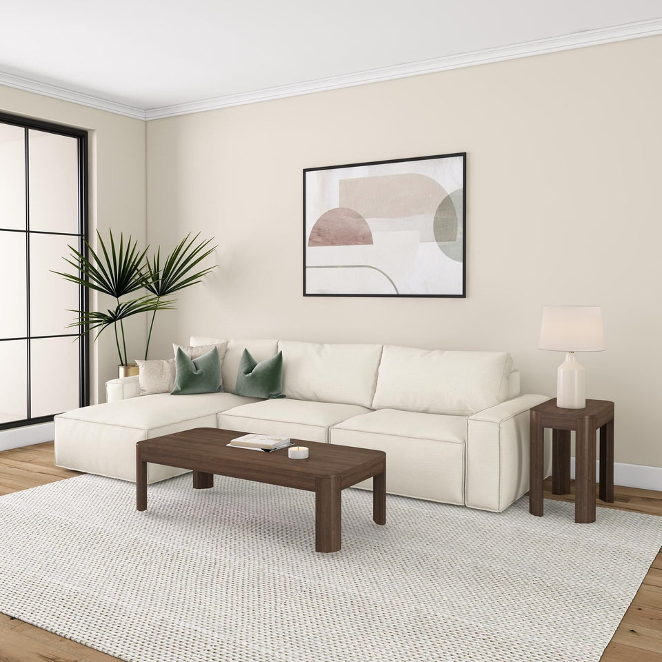 Plank+Beam Forma Coffee Table, 54 Inch Modern Coffee Table with Shelf, Contemporary Center Table with Storage Space, Rectangle Tea Table with Storage, Pecan