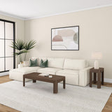 Plank+Beam Forma Coffee Table, 54 Inch Modern Coffee Table with Shelf, Contemporary Center Table with Storage Space, Rectangle Tea Table with Storage, Pecan