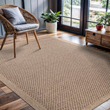 CAMILSON Easy Jute Rug 10x14, Indoor Outdoor Natural Color Fiber Area Rugs for Living Room Patio and Kitchen Rug, Sisal Boho Woven Design, Easy-Cleaning, Washable Outside Carpet Alfombras (10 x 14)