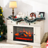 RoyalCraft Fireplace TV Stands with for TVs up to 55'', Media Console Table with Adjustable Shelves, Double-Door Design, Entertainment Center for Living Room, White and Rustic Oak