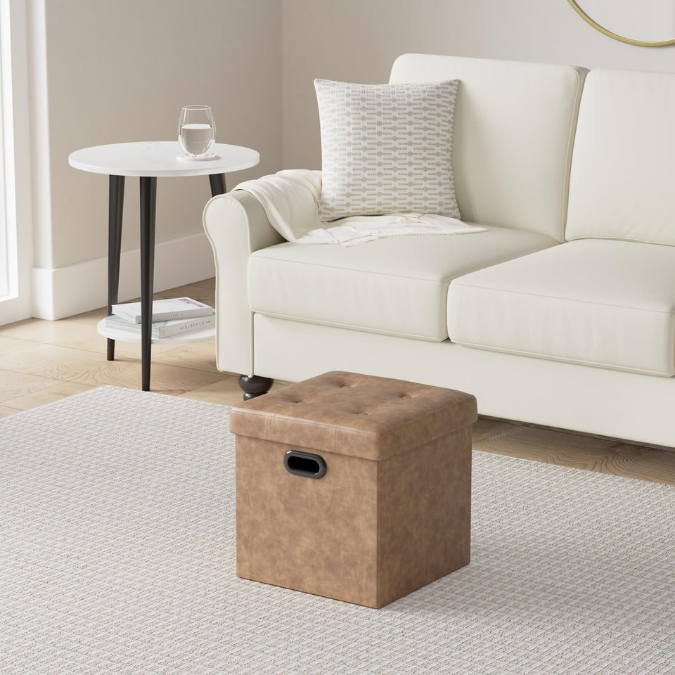 SONGMICS MAZIE Collection - 30 Inches Storage Ottoman Bench with Flipping Lid, Storage Chest Footstool, Load 660 lb, for Entryway, Living Room, Bedroom, Synthetic Leather, Black ULSF45BK