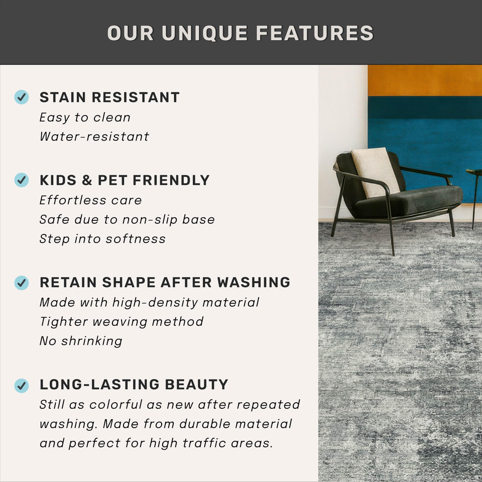 Neutral Living Room Rug - 10x14 Farmhouse Beige Brown Large Area Rug for Dining Room, Bedroom, Low Pile Lightweight Washable