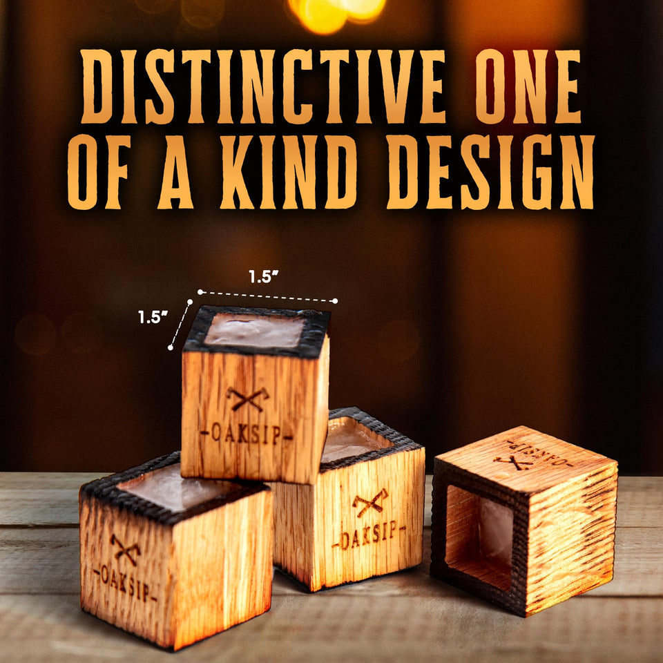 Oaksip The Original Charred Wooden Bourbon Drinking Glass | Charred Old Fashioned Glass | Bourbon Gifts for Men, Dad, or Brother | Whiskey Gifts