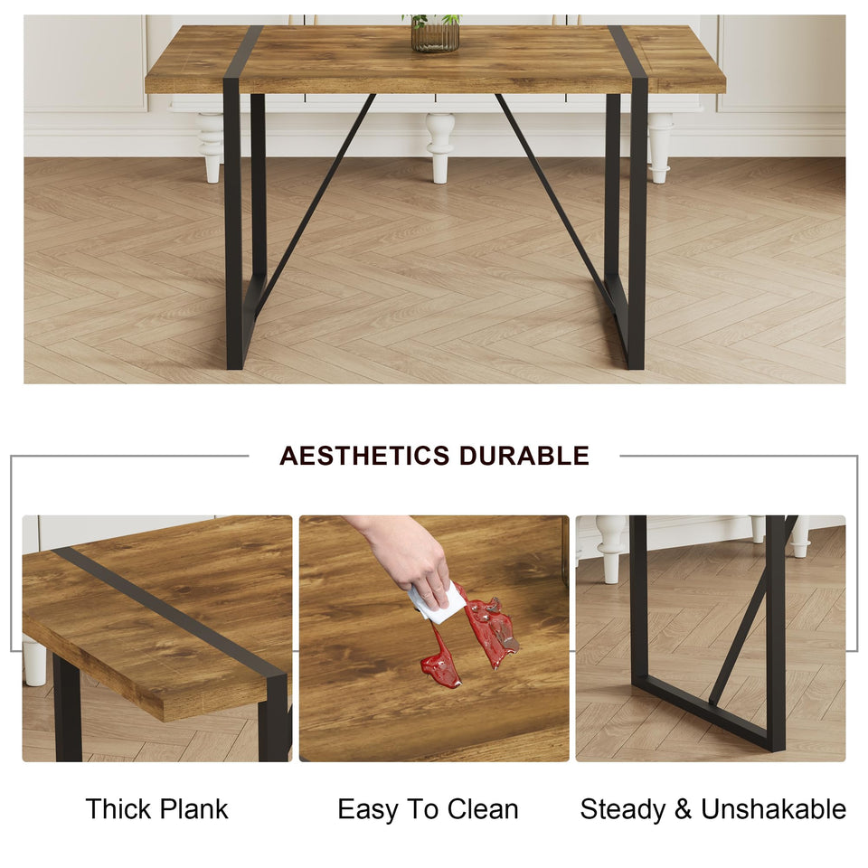 MUUOKY Dining Table Set for 4, Modern 55'' Wood Dinette Table Set for 4 with Fabric Dining Chairs,Table and Chairs Set of 4,Ideal for Kitchen Dining Room