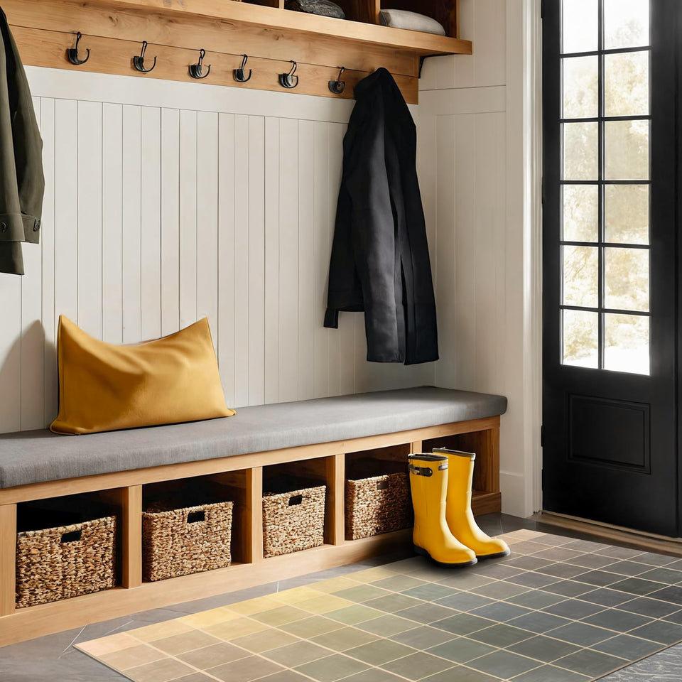 Neutral Living Room Rug - 10x14 Farmhouse Beige Brown Large Area Rug for Dining Room, Bedroom, Low Pile Lightweight Washable