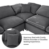 Tmsan 129.3" Oversized Modular Sectional Sofa, U Shaped Couch with Movable Ottoman, Large 7 Seat Corner Couches for Living Room, Spacious Space, Beige