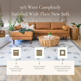 POLY & BARK Napa 72" Apartment Sofa – Italian-Tanned Full-Grain Pure-Aniline or Semi-Aniline Leather, Feather-Down Cushioning, Kiln-Dried Solid Wood Frame, Walnut Legs - Cognac Tan