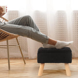 OGEMXU Storage Ottoman, Small Foot Stool Ottoman with Storage, Boucle Teddy Velvet Foot Rest with Padded Seat, Sturdy Wood Legs Stool for Living Room, Bedroom, Couch, Enterway (Cream)