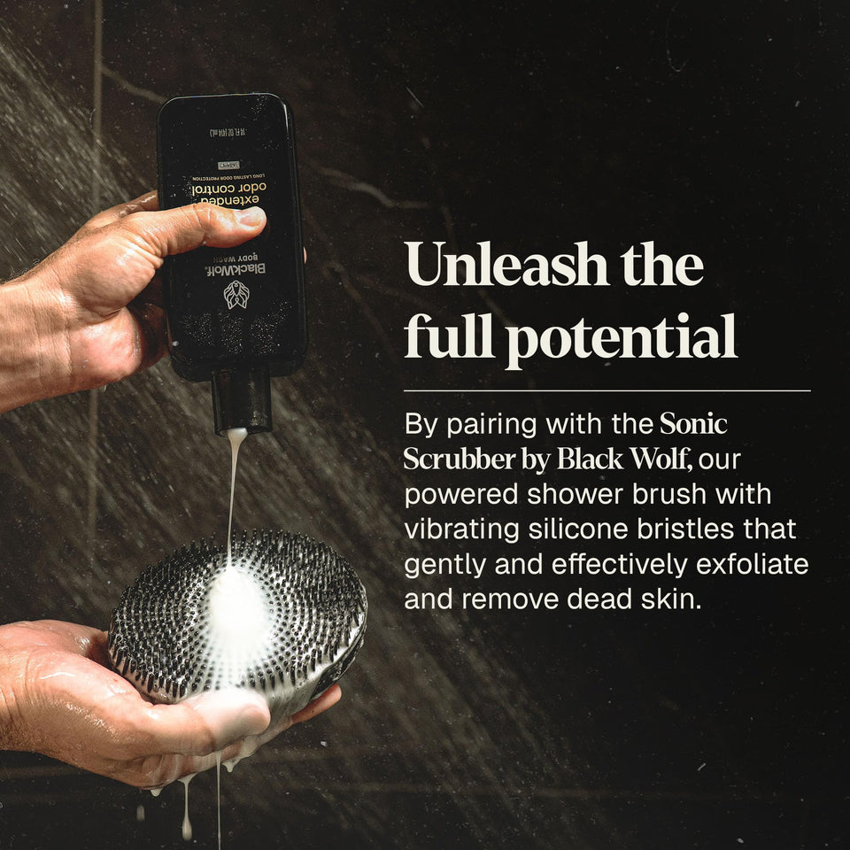 Black Wolf Salicylic Acid Body Wash for Men, 1 Liter - Men's Acne Body Wash - Charcoal Helps Reduce Acne Breakouts & Cleanse Your Skin - Full Coverage & Deep Clean Treatment - Men's Bodywash