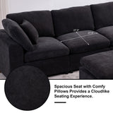 Tmsan 129.3" Oversized Modular Sectional Sofa, U Shaped Couch with Movable Ottoman, Large 7 Seat Corner Couches for Living Room, Spacious Space, Beige