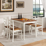 POWERSTONE Dining Table Set for 4, Kitchen Table Chairs Set of 4 with Rubber Wood Legs, Farmhouse 5 Piece Dining Table Set Solid Wood for Kitchen Dining Room Dinner (Brown)