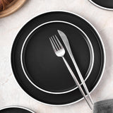 Stone Lain Celina Stoneware 32 Piece Dinnerware Set, Plates and Bowls, Black Matte Dish Collection, Service for 8 – Contemporary Minimalist Style, Microwave & Dishwasher Safe