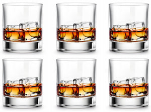 LUXU Whiskey Glasses-Premium 11 OZ Scotch Glass Set of 6 /Old Fashioned Whiskey Glasses/Style Glassware for Bourbon/Rum glass,Clear