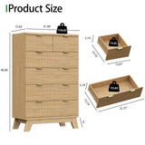 Fluted Dresser for Bedroom with 9 Drawers, 57" Wide Modern Chest of Drawers with Metal Handle, Wooden Dresser TV Stand, Wood Closet Clothes Storage Organizer for Living Room, Hallway, Natural Oak