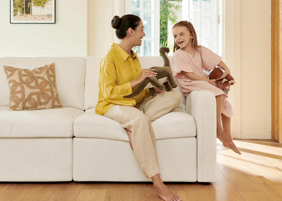 HONBAY Sectional Couch with Storage Seats, Modular Sectional Sofa with Storage Ottoman, U Shaped Sectional Couches for Living Room, Light Beige