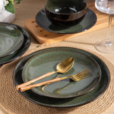 LeRatio Ceramic Dinnerware Sets for 6,Plates and Bowls Sets,Handmade Reactive Glaze Dishes Set,Chip Resistant and Scratch Resistant | Oven&Dishwasher & Microwave Safe-Blue(18PCS)