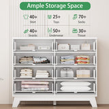 Fluted Dresser for Bedroom with 9 Drawers, 57" Wide Modern Chest of Drawers with Metal Handle, Wooden Dresser TV Stand, Wood Closet Clothes Storage Organizer for Living Room, Hallway, Natural Oak