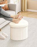 B FSOBEIIALEO Storage Ottoman Cube, Flowers Shaped Ottomans with Storage Foot Stool Footrest for Lving Room, Boucle Ottoman Seat for Dorm Room,Faux Teddy Fur, Cream White 12.6"x12.6"x12.6"