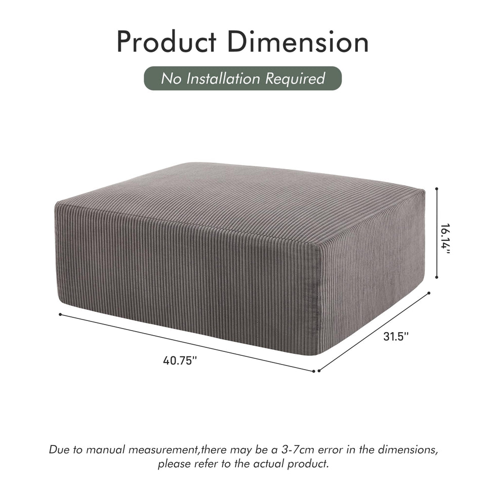 Boneless Sectional Cloud Couch Sofa for Living Room, 112" U-Shaped Modular Modern Lounge Sleeper Black Couches with Chaise, No Assemble, Cordury Compression Upholstered Sofas