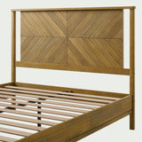 Bme Vivian 14 Inch Deluxe Bed Frame with Headboard, Rustic & Scandinavian Style with Solid Acacia Wood, No Box Spring Needed, 12 Strong Wood Slat Support, Easy Assembly, King, Rustic Golden Brown