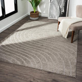 LUXE WEAVERS Modern Geometric Wave Cream 9x12 Area Rug