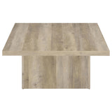 Coaster Home Furnishings Zetta Square Cocktail Living Room Coffee Table Engineered Eco-Friendly Wood Look Laminate Veneer Rustic Farmhouse Mango Brown 708068